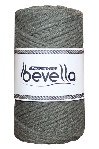 Bevella Macrame Cord Premium Khaki Macrame - 3 Twist, 3 Mm, 250 Gr Twisted Cotton