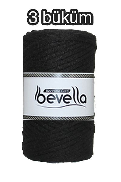 Bevella Macrame Cord 3 Twist Twisted Premium Μαύρο Σχοινί Μακραμέ - 3 mm, 250 γρ