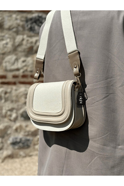 Night Відкрита сумка з канвасу - з плетеним візерунком і шкіряними деталями, жіноча сумка через плече