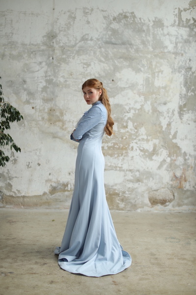 minel aşk Kadın Mavi Balık Krep Elbise