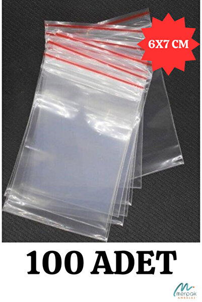 Merpak Ambalaj Kilitli Torba 6x7 Cm 100'lü Kilitli Buzdolabı Poşeti Şeffaf Kilitli Poşet Kilitli Saklama Poşeti