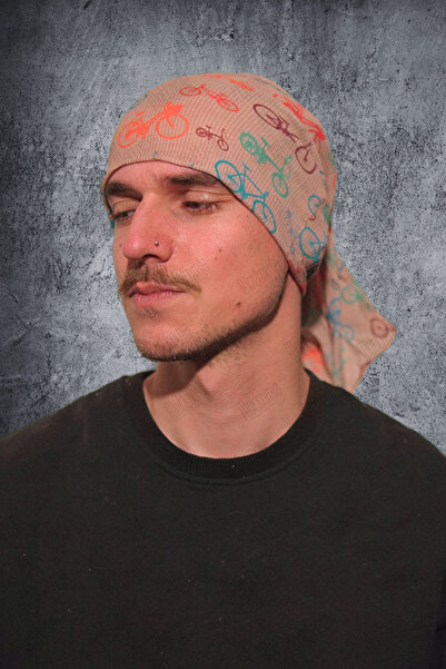 mottomia Bisiklet Desenli Unisex Viskon Kumaş Premium Kalite Buff (Baf) Boyunluk Motorcu Bandana