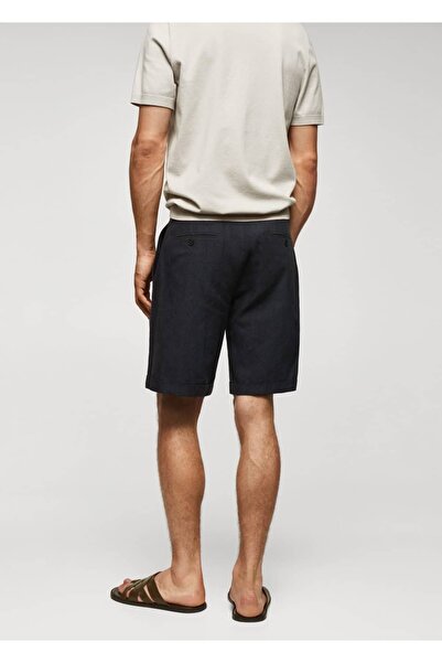 MANGO Man Σορτς βερμούδας από βαμβακερό λινό με στάμπα Prince of Wales