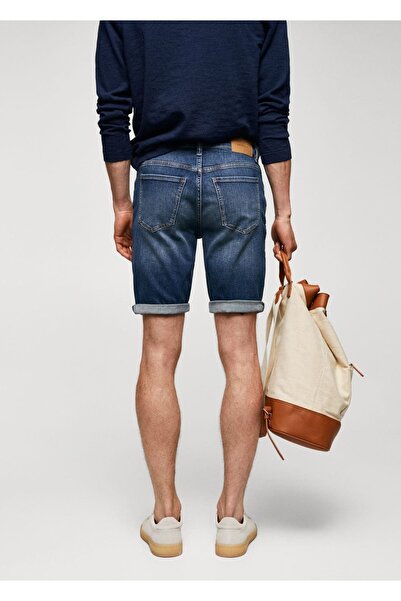 MANGO Man Slim fit džínové bermudy