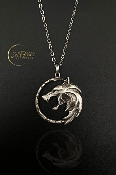 Hiza 925 Ayar Gümüş Kaplama The Witcher Tasarımlı Erkek Kadın Kolye (DOĞAL TAŞ BİLEKLİK HEDİYELİ)