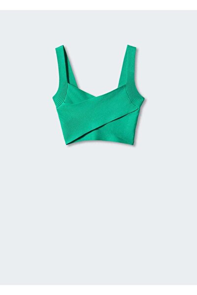 MANGO Woman Πλεκτή μπλούζα περιτυλίγματος