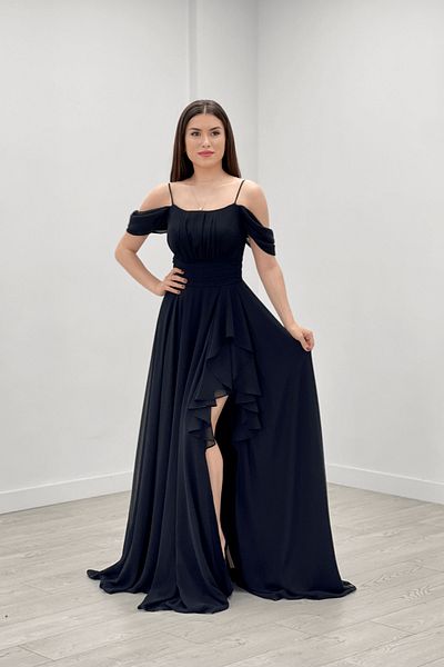 giyimmasalı Chiffon Polka Dot Dress - Black