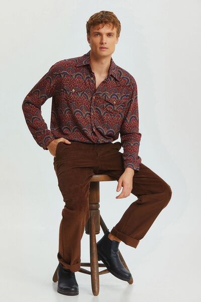 Clandestino Relaxed Cut Corduroy Men's Trousers Brown