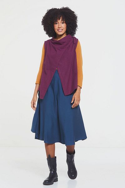 Clandestino Collar Detailed Bohemian Women's Vest Purple