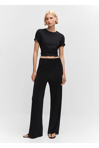 MANGO Woman Pantaloni drepti plisați