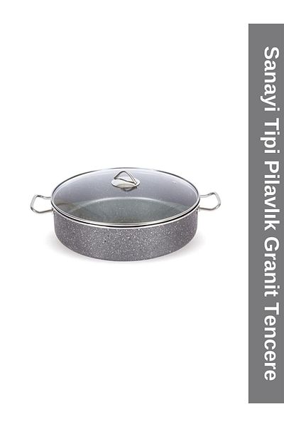Viyalente Industrial Type Granite Rice Pot 40x10 Cm Flat Pot 14 Lt