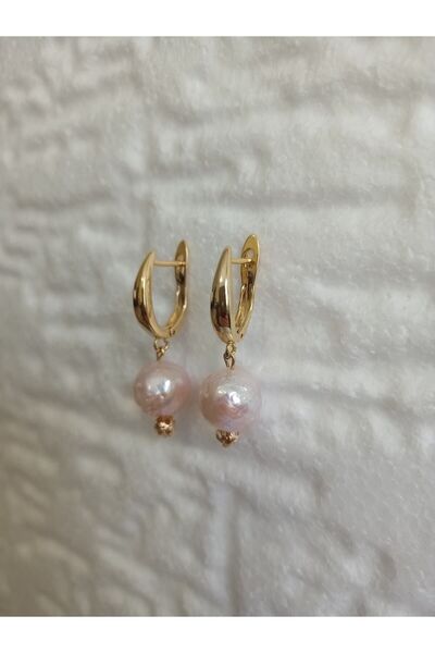 Mudita Tasarım 10 Mm Gerçek Doğal Barok Inci Küpe ( Barok Inci Tek Halde 1 gr )