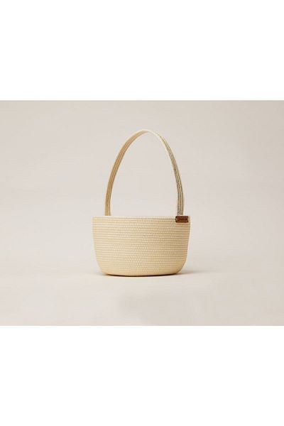 CraftNest Organic Yellow Toy Basket / Children's Room Decorative Cotton Basket with Handle