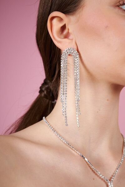 irva collection Taşlı Püsküllü Sallantılı Abiye Küpe