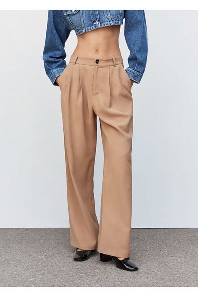 MANGO Woman Wide Leg Collar Trousers