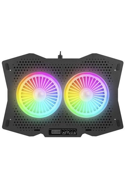 Rampage Ad-rc9 Tornado RGB iluminat cu ventilator 2x115mm 10-18 Cooler pentru notebook Radiator pentru laptop Panou LCD