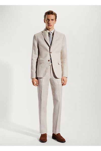 MANGO Man Μπουφάν Blazer από 100% λινό ύφασμα