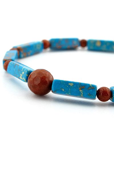 Solfera Men's Bracelet - Turquoise Blue, Varicide and Yearless Natural Stone, J0255