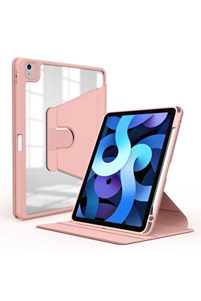 UnDePlus Apple Ipad Air 5 10.9 Uyumlu Kılıf Şeffaf Dönebilen Kalem Bölmeli A2...