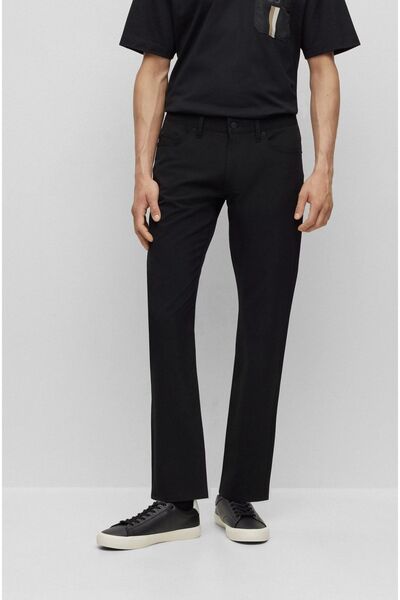 BOSS Erkek Pamuklu Normal Bel 5 Cepli Düğmeli Siyah Jeans 50495631-001