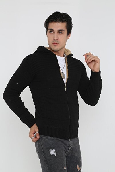 KMKkombin Чоловічий спортивний светр з капюшоном і хутром всередині