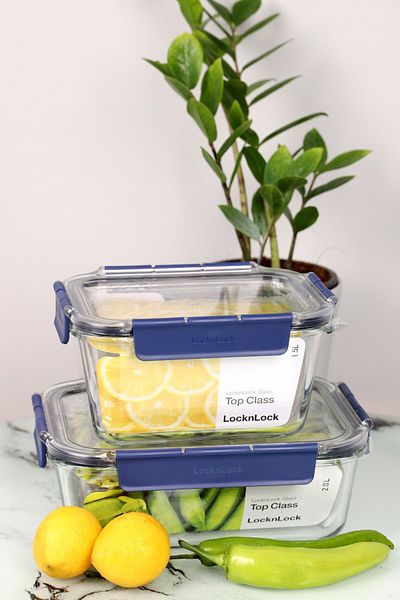 Viyalente Lock & Lock Airtight Glass Storage Set 1.5 & 2 LT
