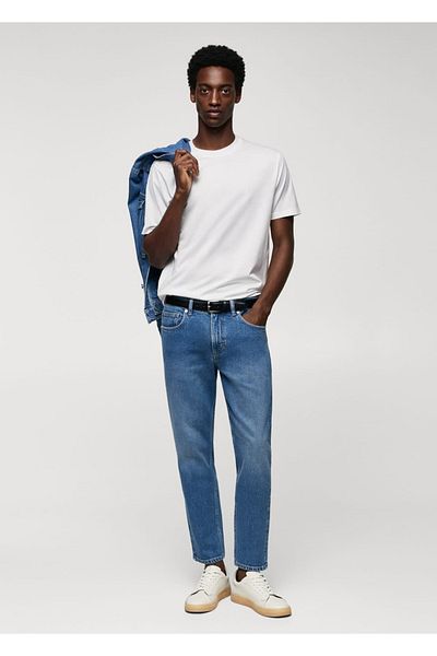 MANGO Man Blugi tăiați conici model Ben