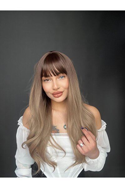 Suzan Peruk Rus kumralı özel perçem kahküllü ombreli Medikal peruk