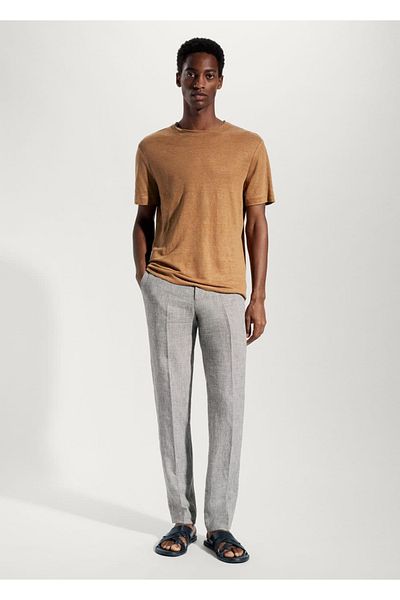 MANGO Man T-shirt o dopasowanym kroju, wykonany w 100% z lnu