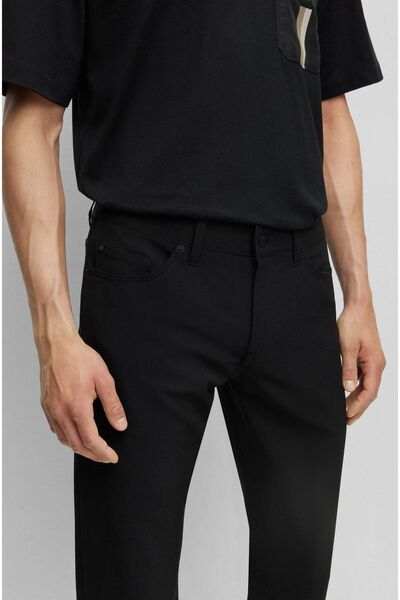 BOSS Erkek Pamuklu Normal Bel 5 Cepli Düğmeli Siyah Jeans 50495631-001