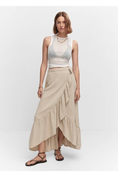 MANGO Woman Dokulu kruvaze etek
