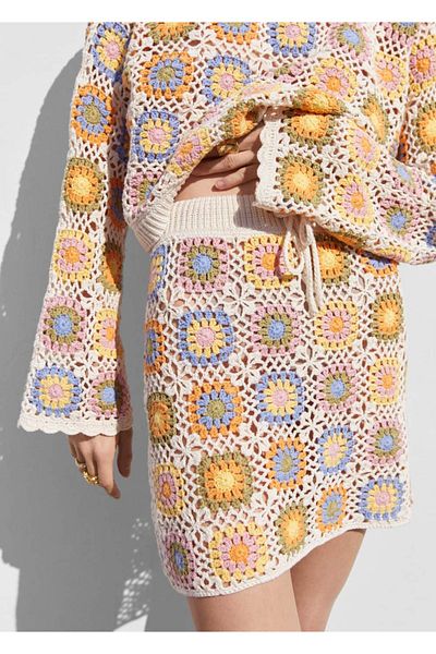 MANGO Woman Spódnica mini wykonana na szydełku