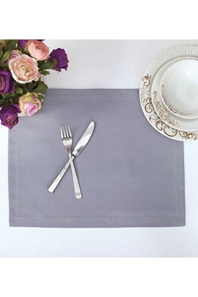 Tropikhome Amerikan Servis Pamuklu Gri Renkli Masa Ve Salon Sunum Supla 35x45