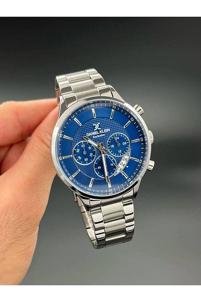 Daniel Klein Exclusive Men's Wristwatch Silver Navy 3 Atm Waterproof