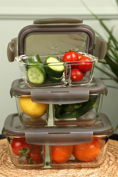 Viyalente Lock & Lock Ultra Durable Glass Storage Set - 320ml, 700ml, 1.05lt| 400°c Safe as Heat