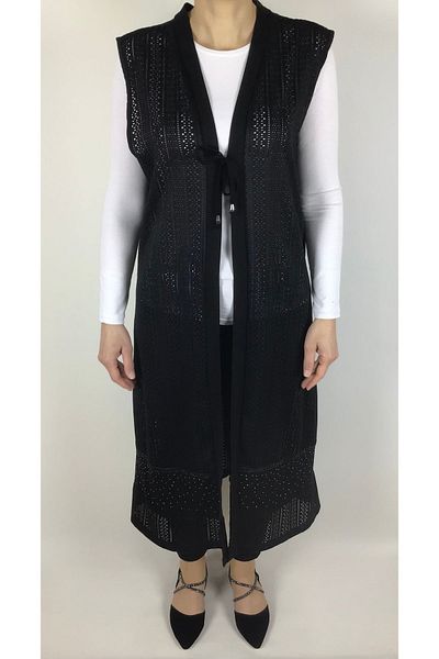 ECE GİYİM Long Lace Vest - Skirted Stone Detailed
