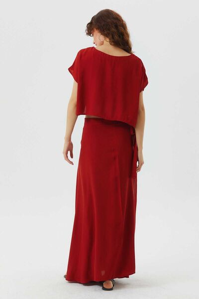 Clandestino Fusta lungă înfășurată boemă de culoare uni