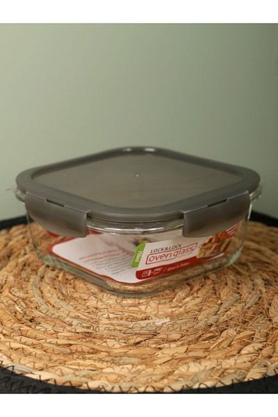 Viyalente 2 Pieces Euro Oven & Storage Container Square 750 ml Gray -| 400°C Safe as Heat