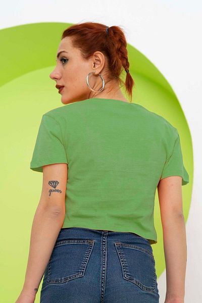 Mood Lab Tricou crop imprimat cu detalii Twist pentru damă