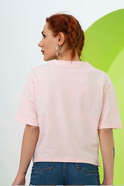 Mood Lab Kadın Baskı Detaylı Crop T-shırt