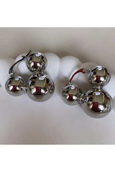 VNS Accessories Silver Triple Ball Earrings