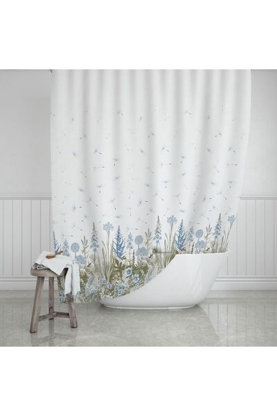 Shower Curtain Double Wing 2x120x200cm Country Pattern Bath Curtain 16 Pcs C Ring Gift