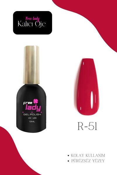 FREELADY Kalıcı Oje Uv-led 10ml - Kırımızı - R-51