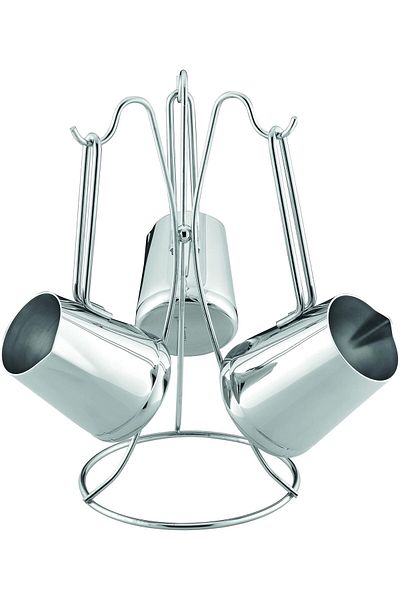 Store Steel Form Pyramid Coffee Pot Set Modern Single Size