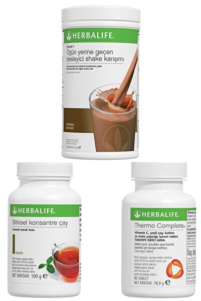 Herbalife Shake Çikolatalı Thermo Complete Klasik Çay 100 gr Birer Adet
