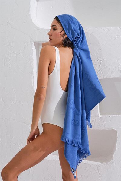 Homelover منشفة شاطئ البحر بتفاصيل شرابة من القطن 100%، مقاس 70x150