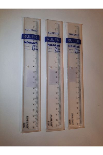 Rubenis 20 Cm Transparent Ruler 3 Pieces