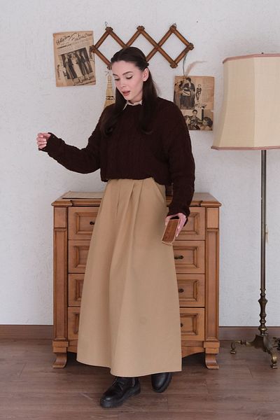 Ceylan Otantik Milky Brown Cotton Skirt