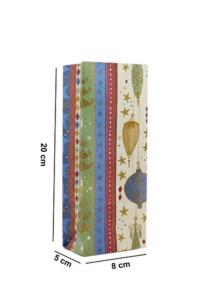 repro design Yılbaşı Temalı Kese Kağıdı 8x20x5 Cm 10 Adet Model:35