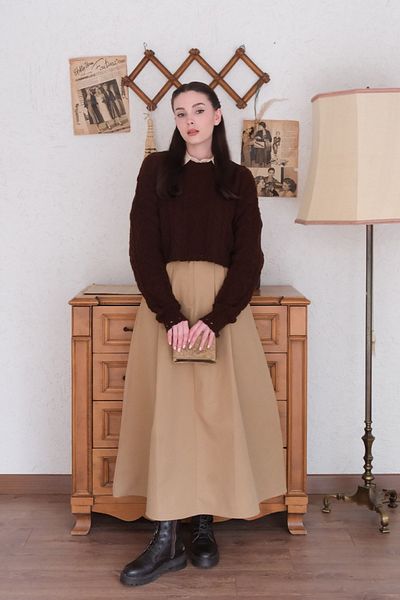 Ceylan Otantik Milky Brown Cotton Skirt